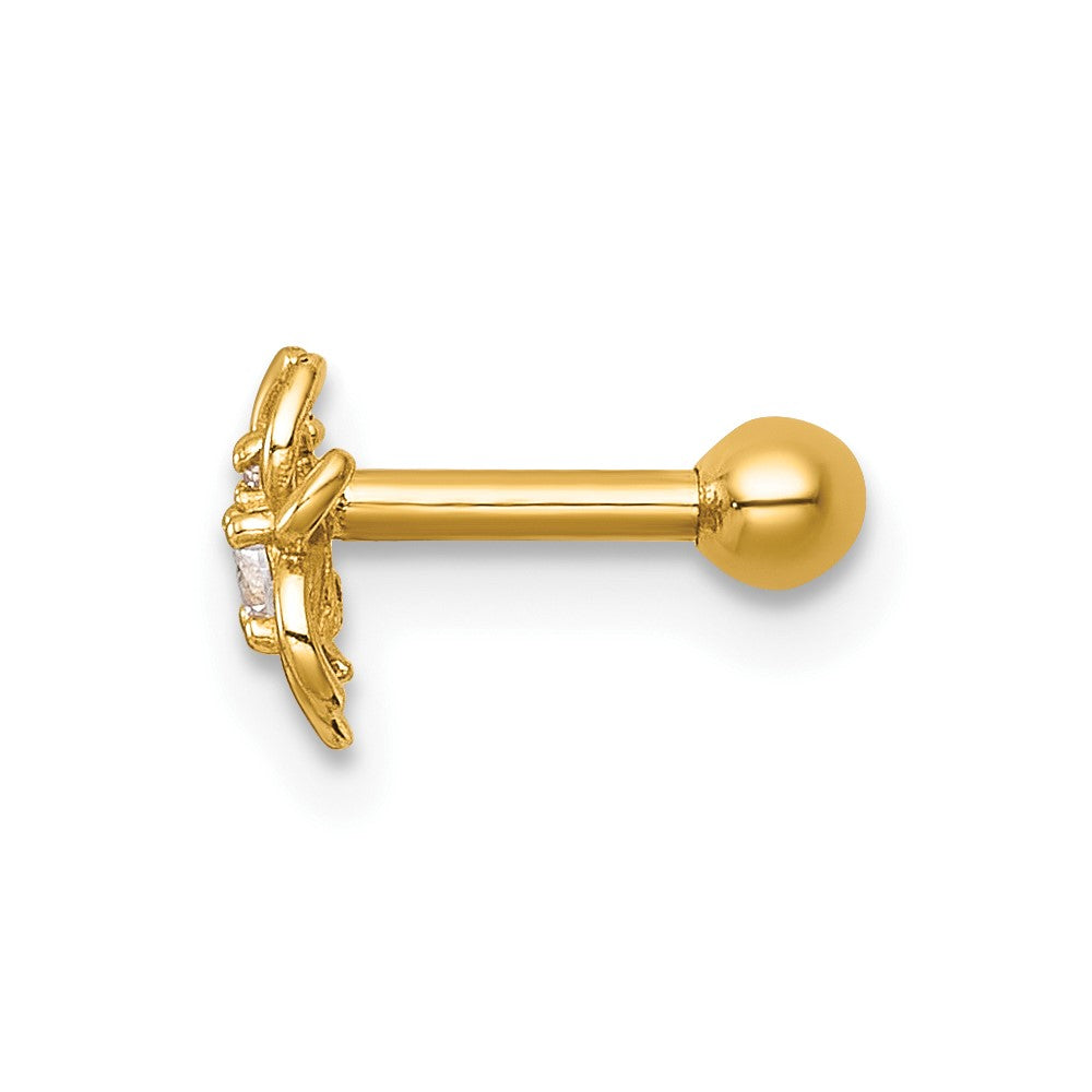 14K Gelbgold Poliert Zirkonia Spider Labret Ohrstecker