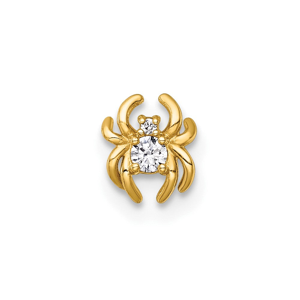 14K Gelbgold Poliert Zirkonia Spider Labret Ohrstecker