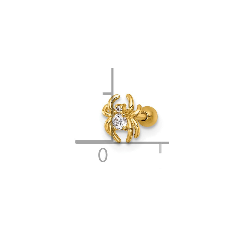 14K Gelbgold Poliert Zirkonia Spider Labret Ohrstecker