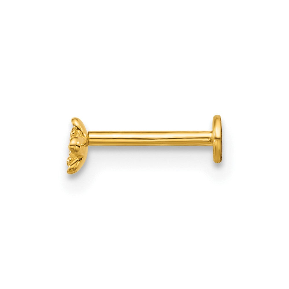 14K Gelbgold Poliert und Satiniert Zirkonia Blume Labret Ohrstecker