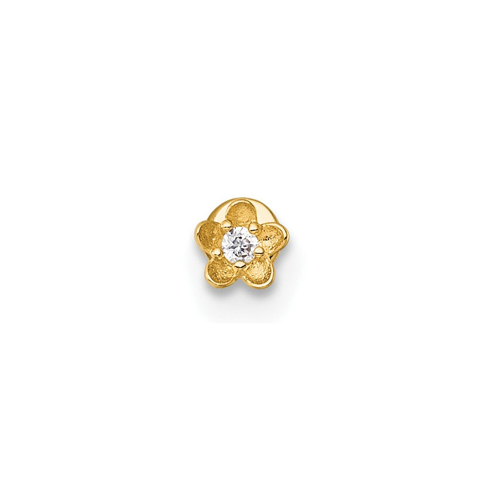 14K Gelbgold Poliert und Satiniert Zirkonia Blume Labret Ohrstecker