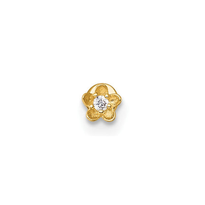 14K Gelbgold Poliert und Satiniert Zirkonia Blume Labret Ohrstecker