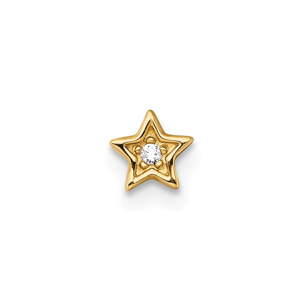 14K Gelbgold Poliert Zirkonia Stern Labret Ohrstecker