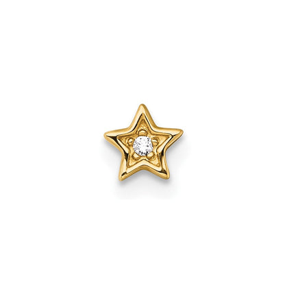 14K Gelbgold Poliert Zirkonia Stern Labret Ohrstecker