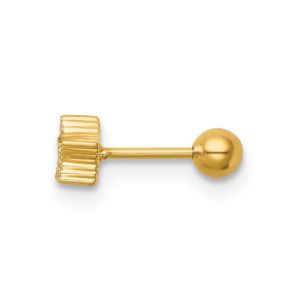 14K Gelbgold Poliert und Gekugelt Rosa Zirkonia Stern Labret Ohrstecker