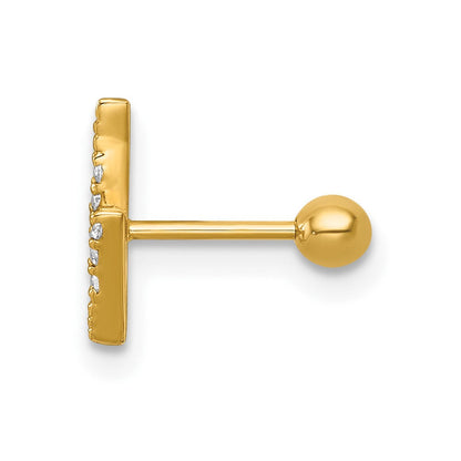 14K Gelbgold Poliert Zirkonia Blitz Bolt Labret Ohrstecker