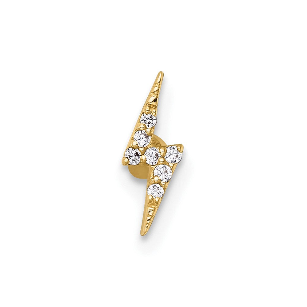 14K Gelbgold Poliert Zirkonia Blitz Bolt Labret Ohrstecker