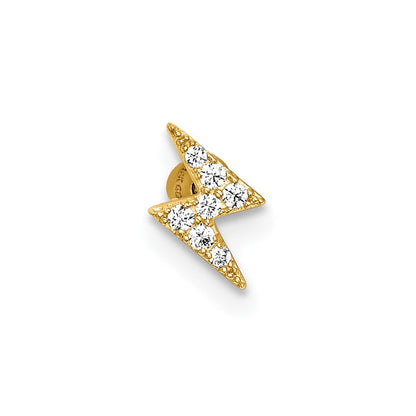 14K Gelbgold Poliert Zirkonia Blitz Bolt Labret Ohrstecker