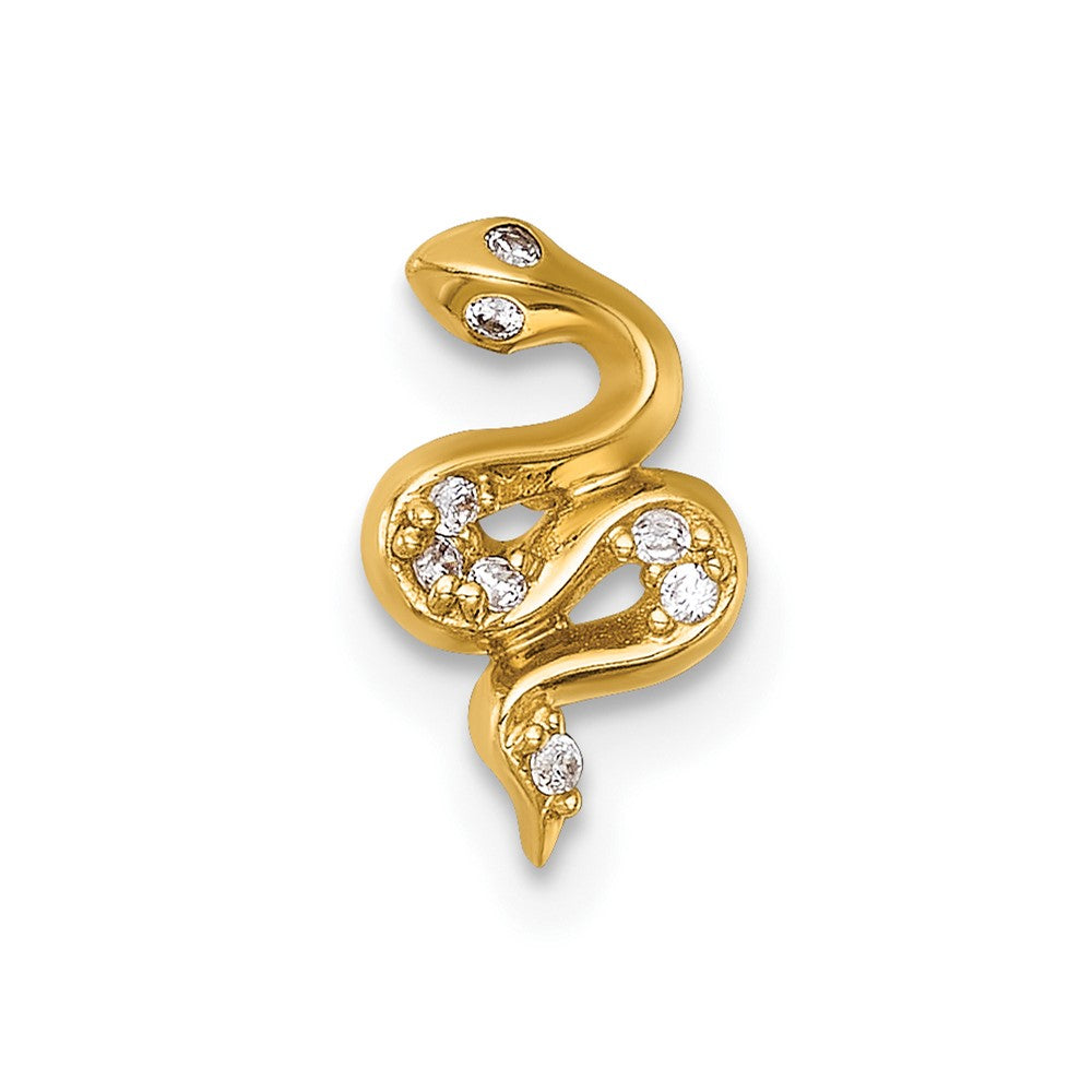 14K Gelbgold Poliert Zirkonia Schlange Labret Ohrstecker