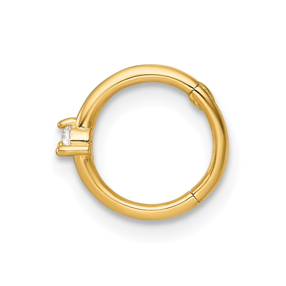 14K Gelbgold Poliert Zirkonia 8.0mm Klappbar Cartilage Ring