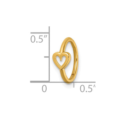 14K Gelbgold Poliert Offen Herz 10.0mm Klappbar Cartilage Ring