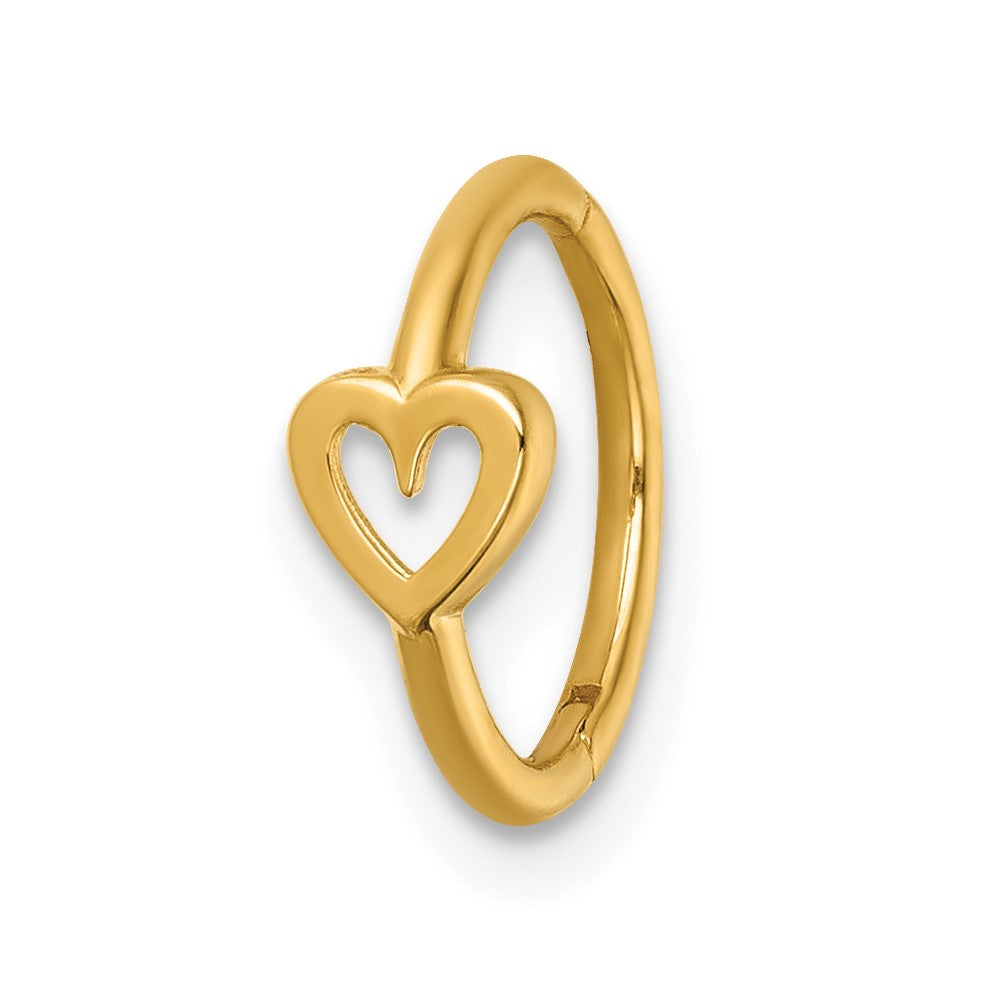 14K Gelbgold Poliert Offen Herz 10.0mm Klappbar Cartilage Ring