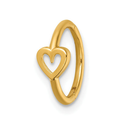 14K Gelbgold Poliert Offen Herz 10.0mm Klappbar Cartilage Ring