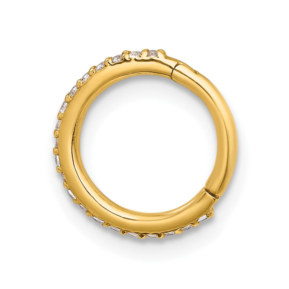 14K Gelbgold Poliert Zirkonia 9.0mm Klappbar Cartilage Ring