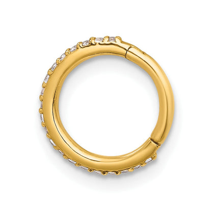 14K Gelbgold Poliert Zirkonia 9.0mm Klappbar Cartilage Ring