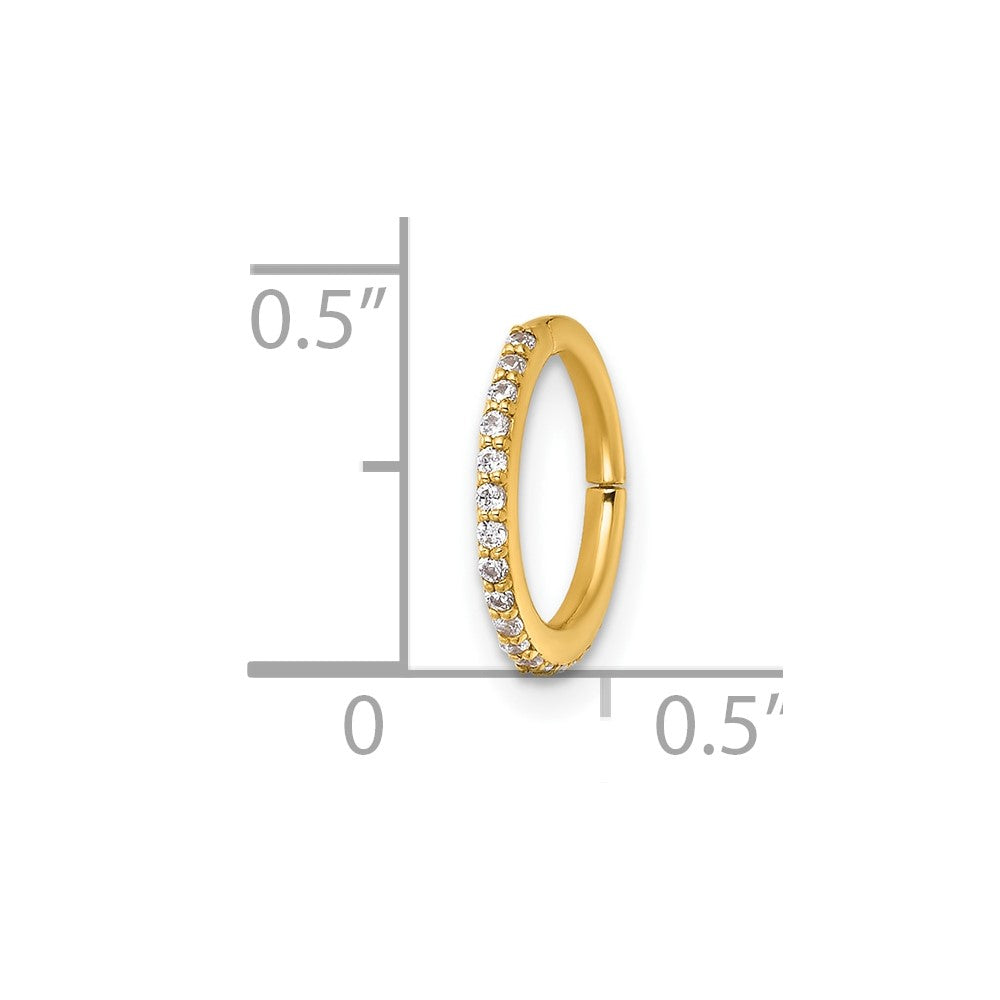 14K Gelbgold Poliert Zirkonia 9.0mm Klappbar Cartilage Ring