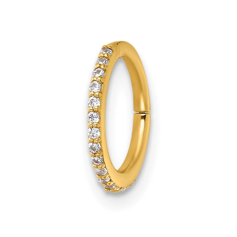 14K Gelbgold Poliert Zirkonia 9.0mm Klappbar Cartilage Ring