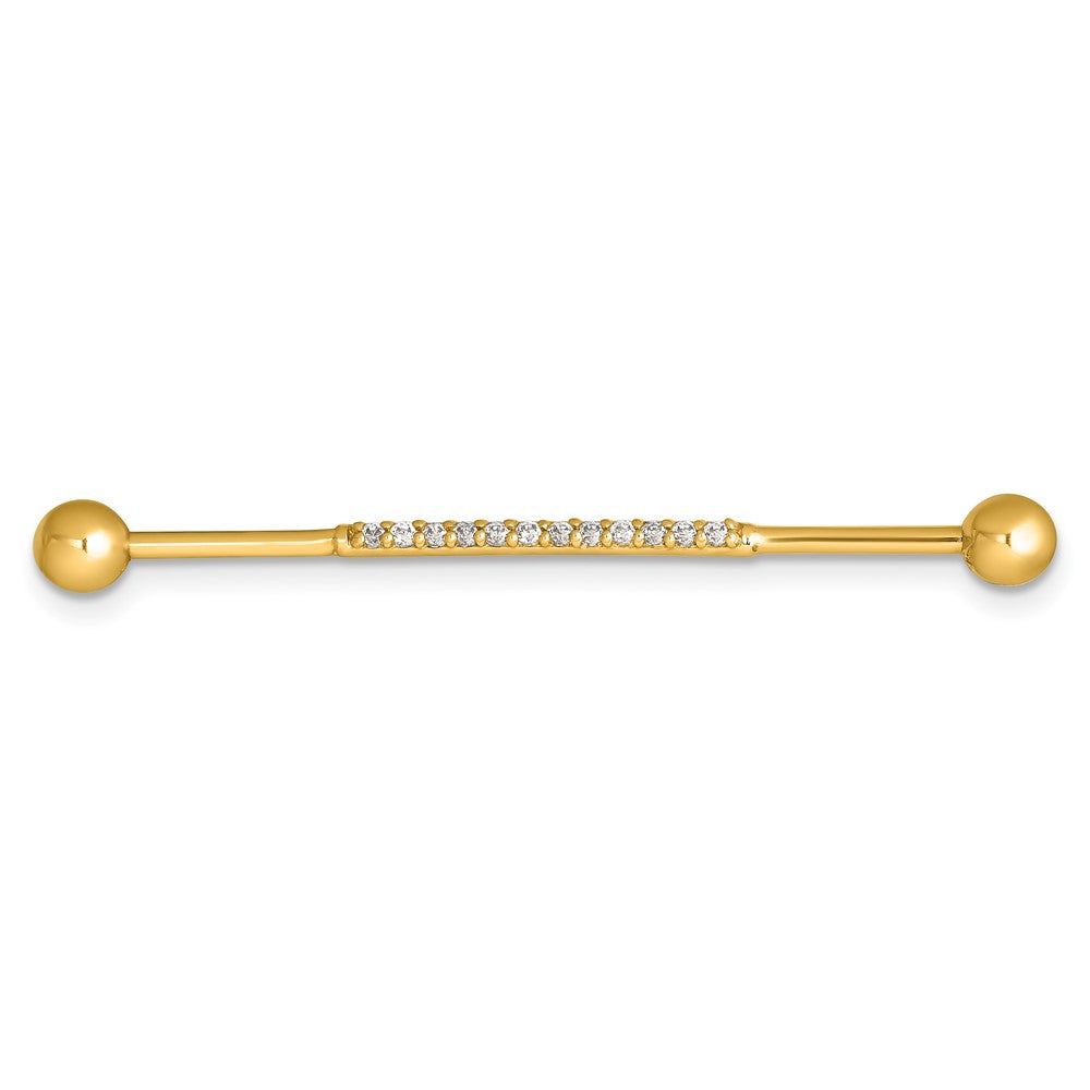 14K Gelbgold Poliert Zirkonia Industrial Stab