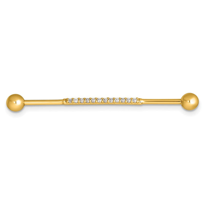 14K Gelbgold Poliert Zirkonia Industrial Stab