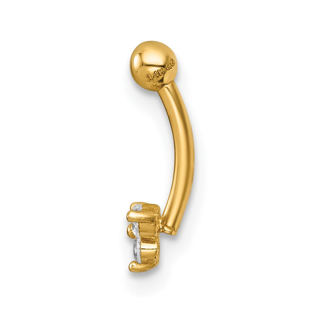 14K Gelbgold Poliert Zirkonia Eyebrow Ring