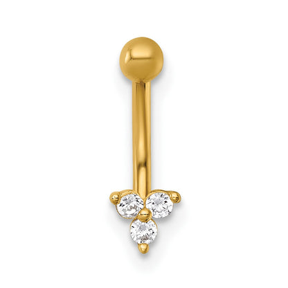 14K Gelbgold Poliert Zirkonia Eyebrow Ring