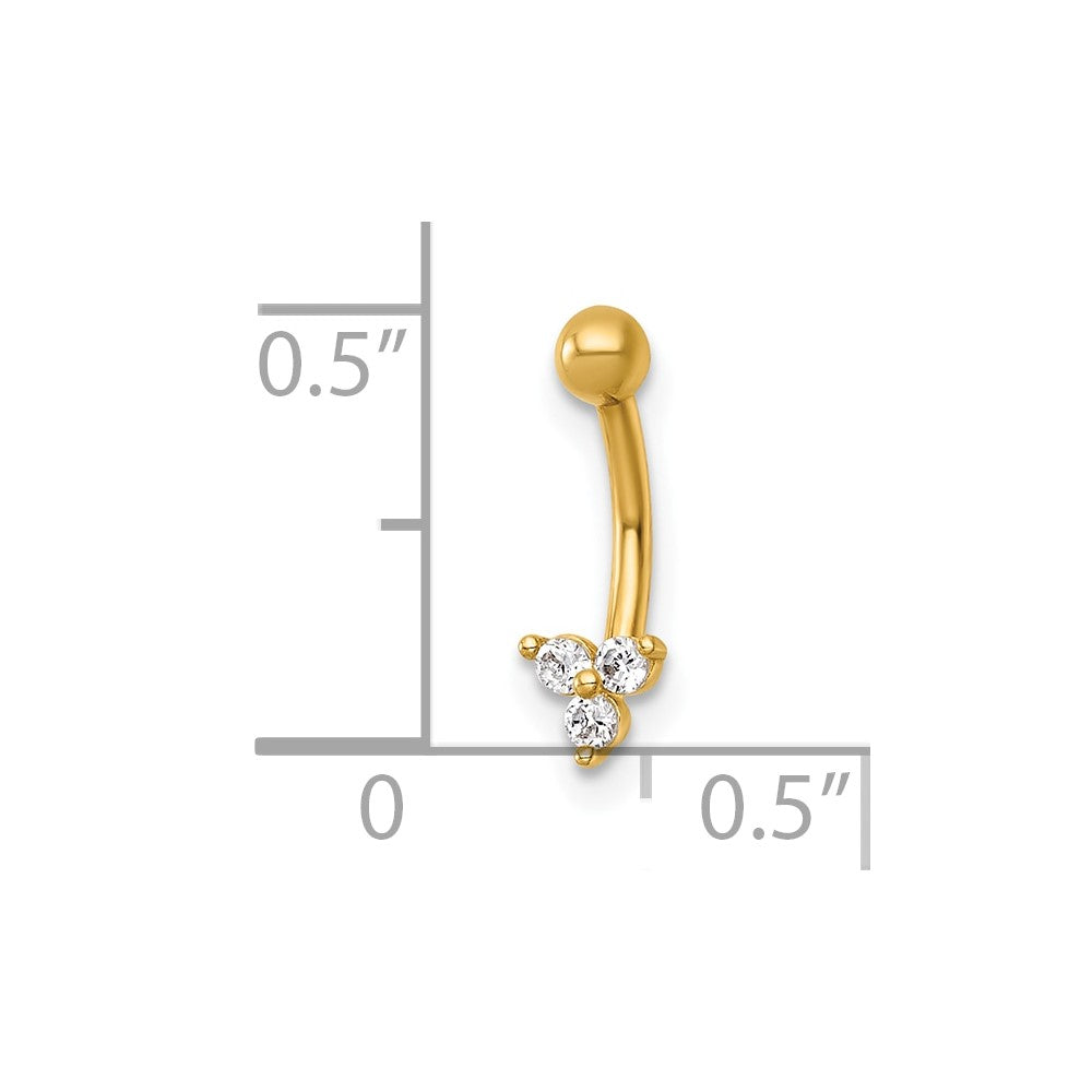 14K Gelbgold Poliert Zirkonia Eyebrow Ring