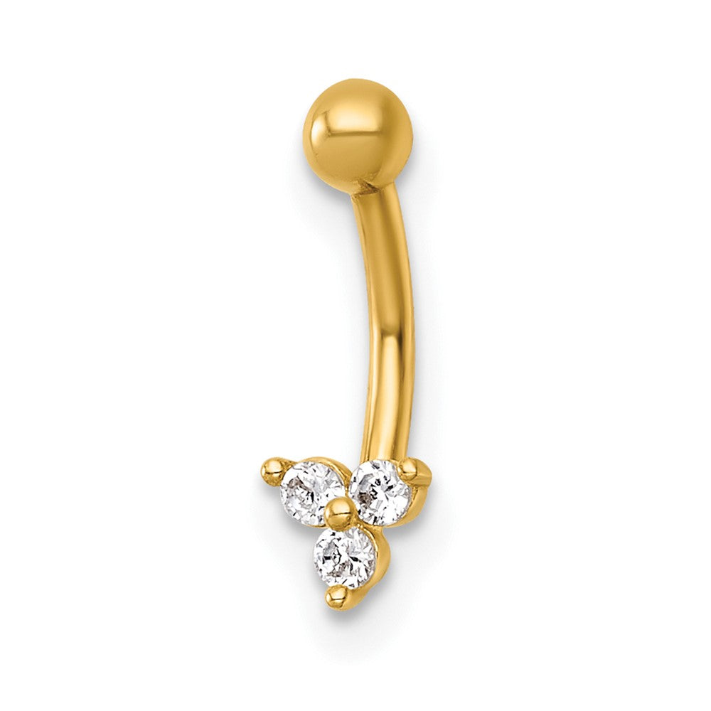 14K Gelbgold Poliert Zirkonia Eyebrow Ring