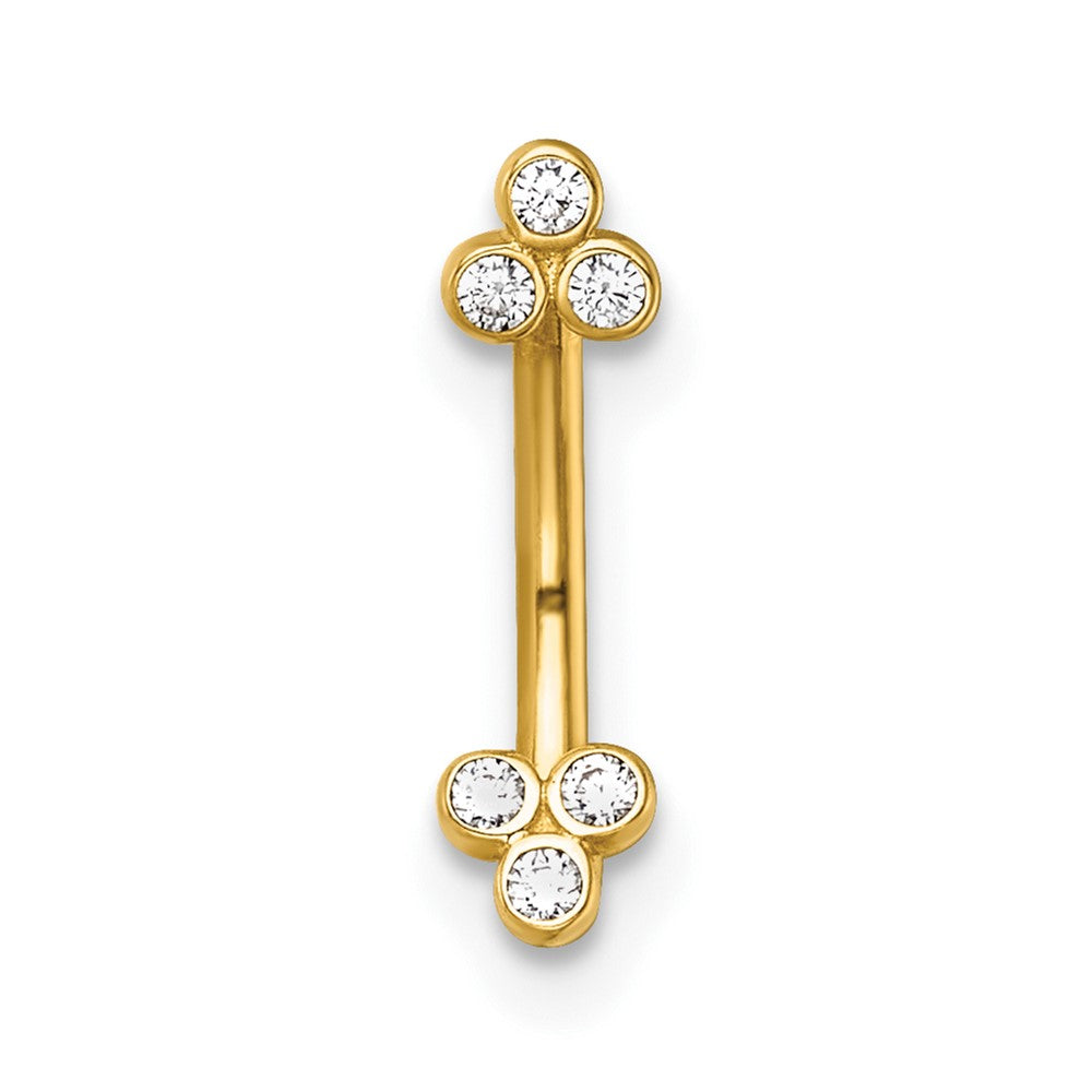 14K Gelbgold Poliert Zirkonia Eyebrow Ring