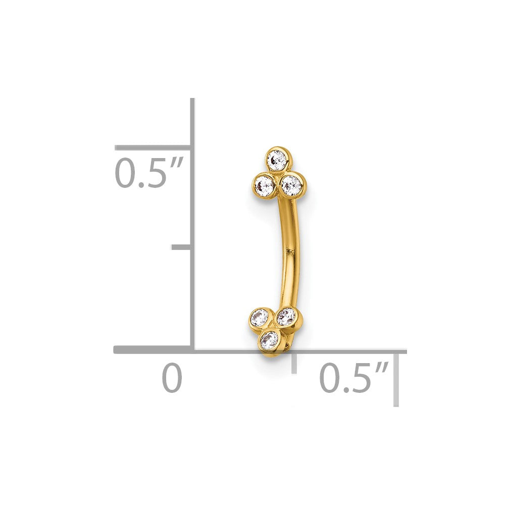 14K Gelbgold Poliert Zirkonia Eyebrow Ring