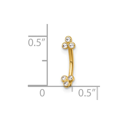 14K Gelbgold Poliert Zirkonia Eyebrow Ring