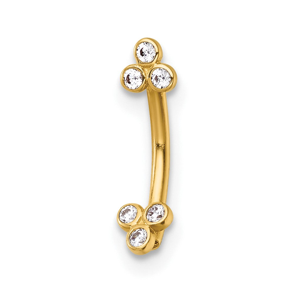 14K Gelbgold Poliert Zirkonia Eyebrow Ring