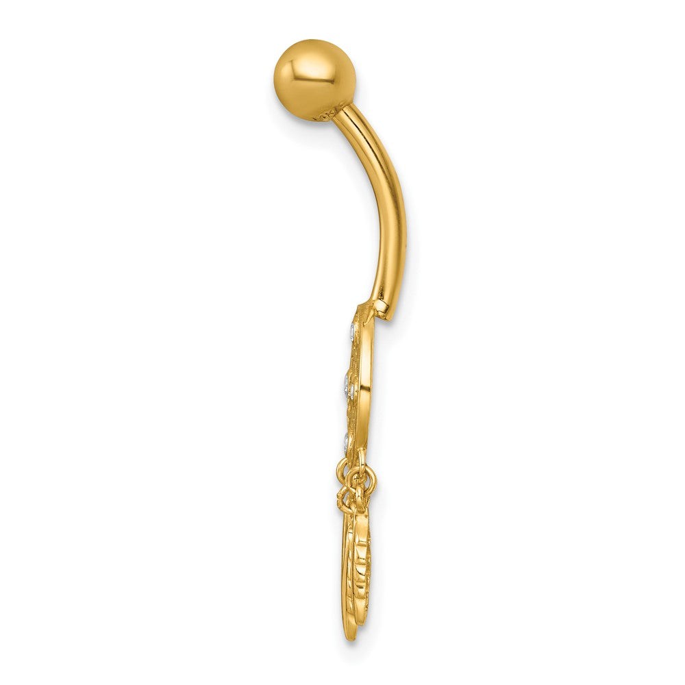 14K Gelbgold Poliert Zirkonia Traum Catcher Navel Ring