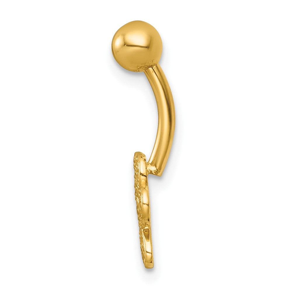 14K Gelbgold Poliert Zirkonia Pawprint Navel Ring