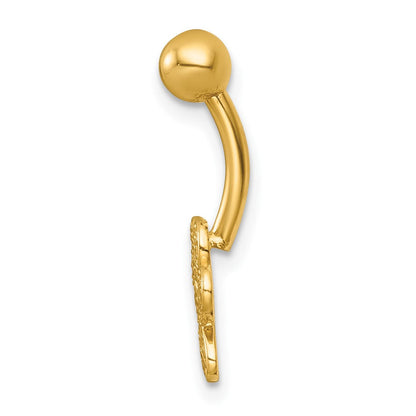 14K Gelbgold Poliert Zirkonia Pawprint Navel Ring