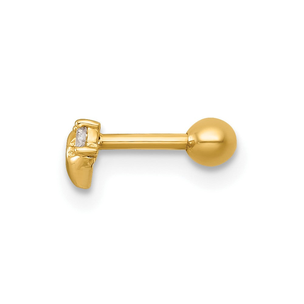 14K Gelbgold Poliert Zirkonia Herz Labret Ohrstecker