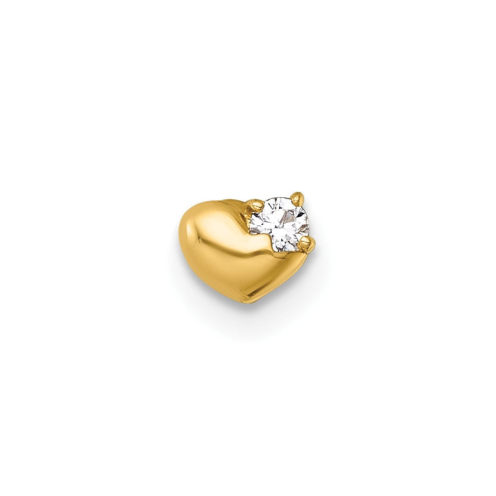 14K Gelbgold Poliert Zirkonia Herz Labret Ohrstecker