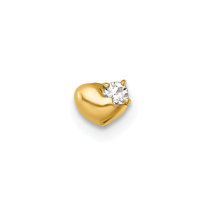 14K Gelbgold Poliert Zirkonia Herz Labret Ohrstecker