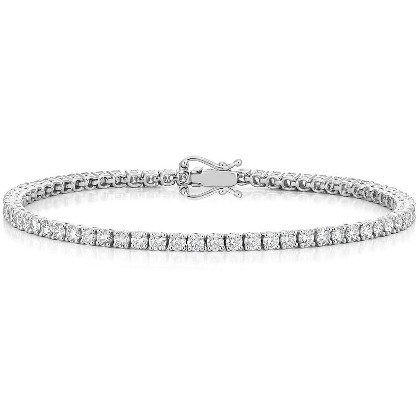 4 ct Gesamtgewicht. Natürlich Diamant Tennis Armband in 14K Weißgold