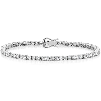 4 ct Gesamtgewicht. Natürlich Diamant Tennis Armband in 14K Weißgold