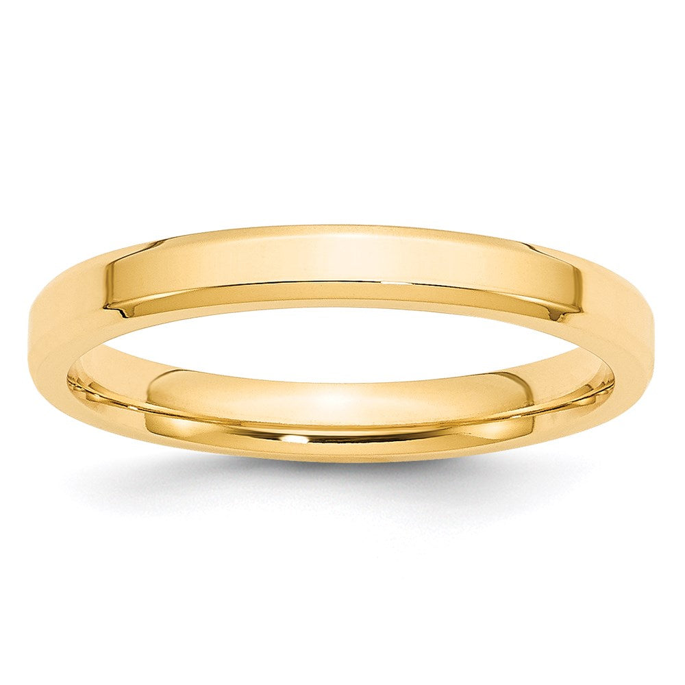 Ehering aus 14K Gelbgold, 3 mm, mit abgeschrägter Kante und Komfort-Passform