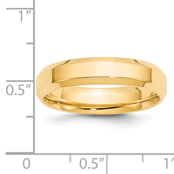 14K Gelbgold 5 mm Ehering mit abgeschrägter Kante und Komfort-Passform