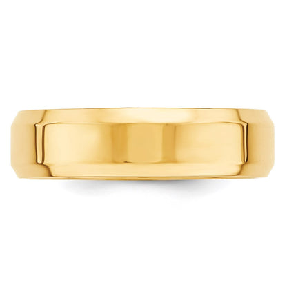 Ehering aus 14K Gelbgold, 6 mm, abgeschrägte Kante, Komfort-Passform