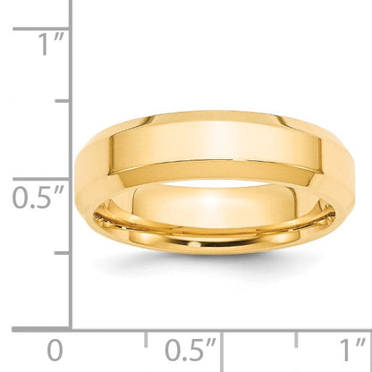 Ehering aus 14K Gelbgold, 6 mm, abgeschrägte Kante, Komfort-Passform