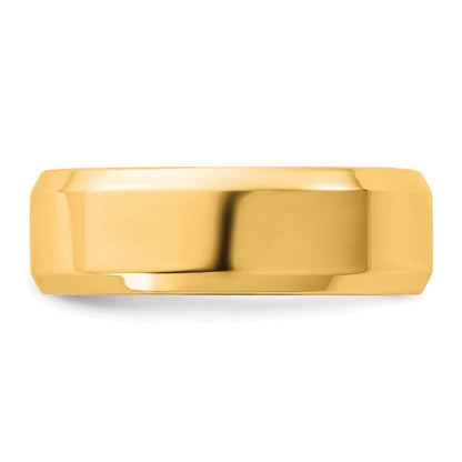 10K-Gelbgold-Ring mit abgeschrägter Kante, 6,5 mm, Komfortpassform, Größe 7,5, 10Ky