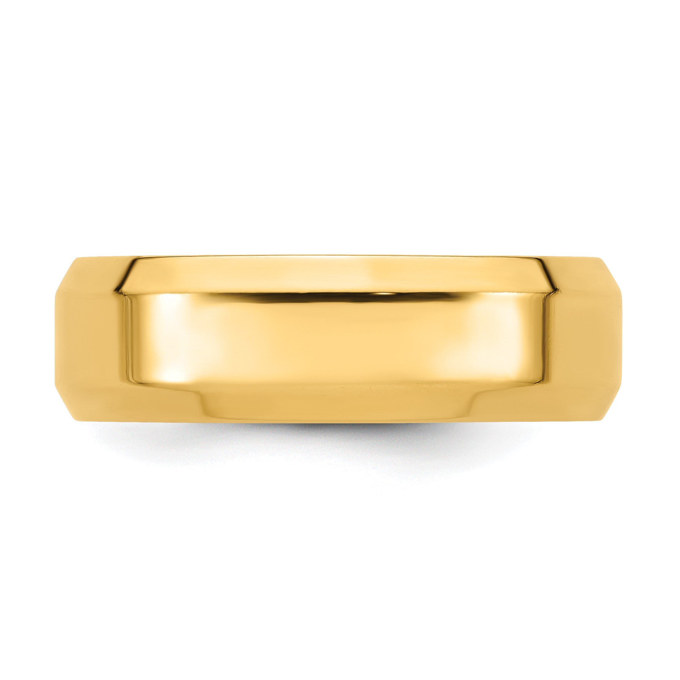 Ehering aus 14K Gelbgold, 7 mm, mit abgeschrägter Kante und Komfort-Passform