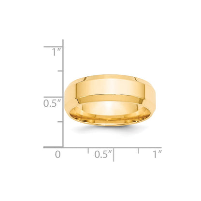 Ehering aus 14K Gelbgold, 7 mm, mit abgeschrägter Kante und Komfort-Passform
