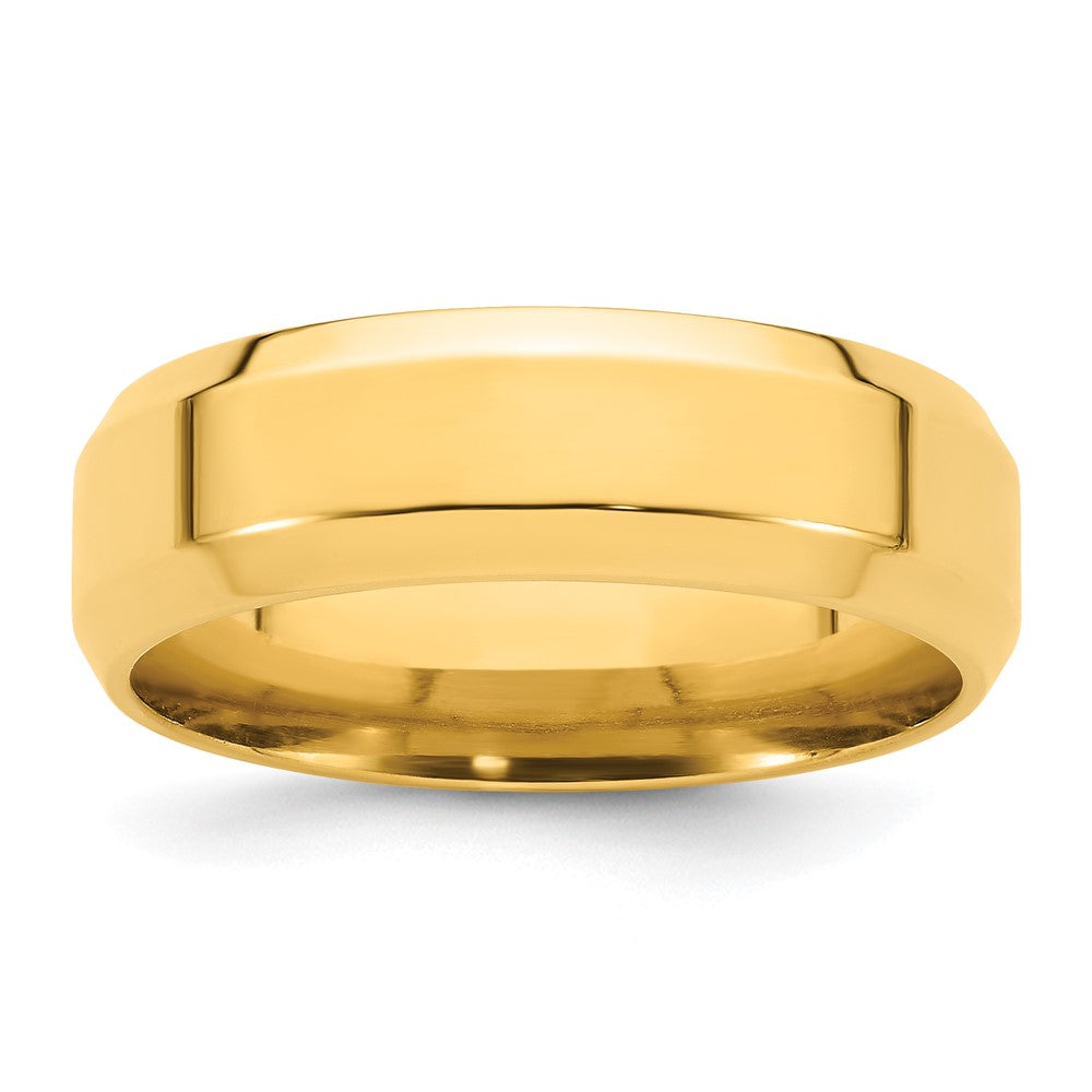 Ehering aus 14K Gelbgold, 7 mm, mit abgeschrägter Kante und Komfort-Passform