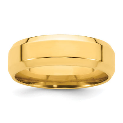 Ehering aus 14K Gelbgold, 7 mm, mit abgeschrägter Kante und Komfort-Passform
