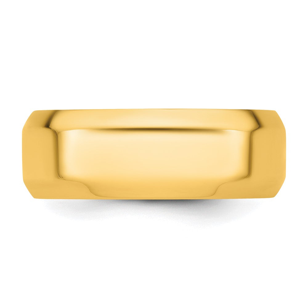 14K Gelbgold 8 mm Ehering mit abgeschrägter Kante und Komfort-Passform