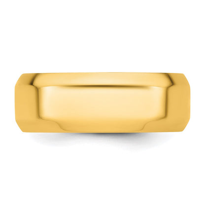 14K Gelbgold 8 mm Ehering mit abgeschrägter Kante und Komfort-Passform